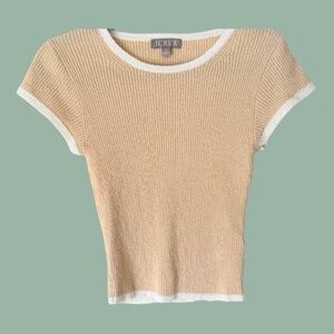 J.Crew Cropped Cap-Sleeve Sweater T-Shirt Beige | Size XS